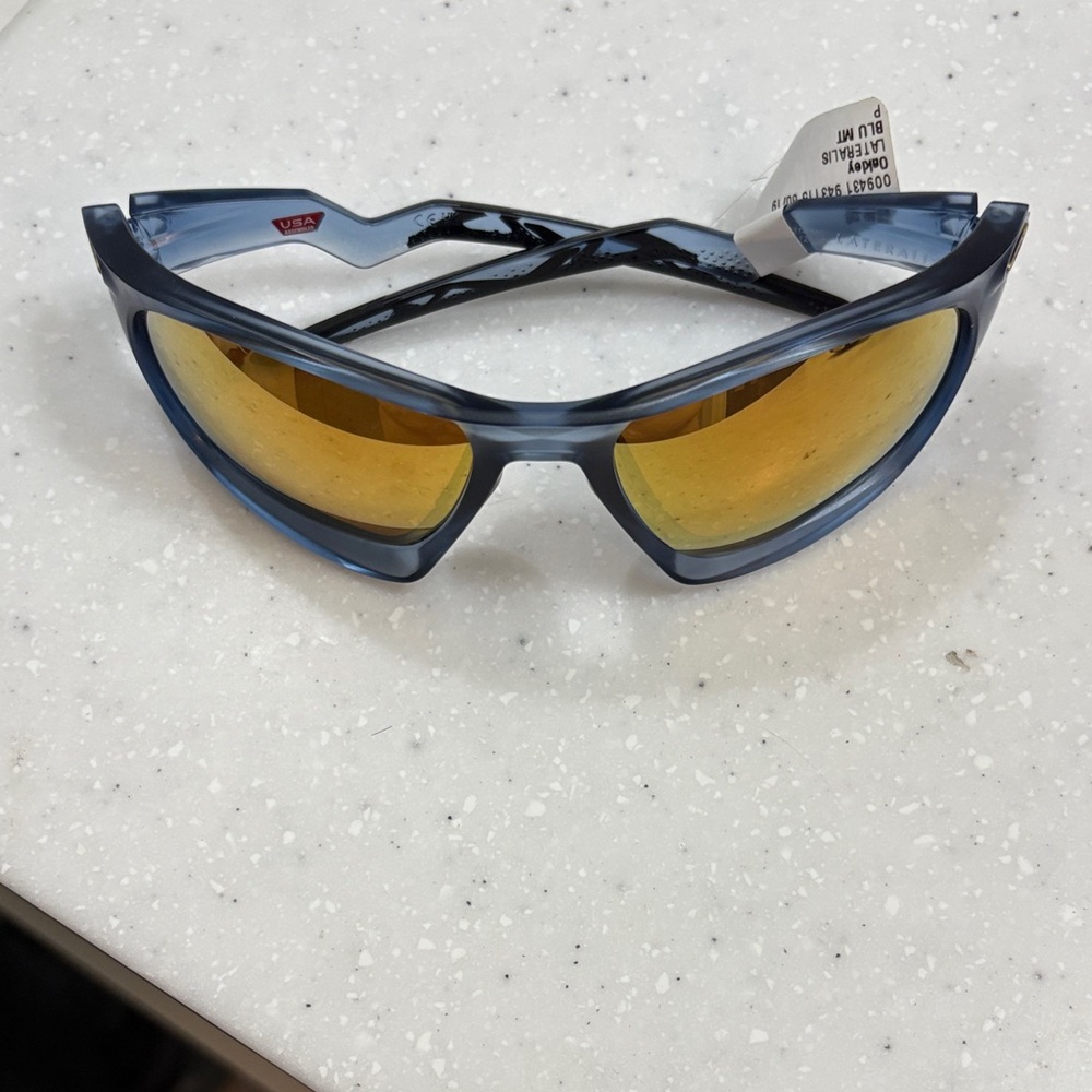 Oakley Blue Frame Sunglasses with Yellow Lenses